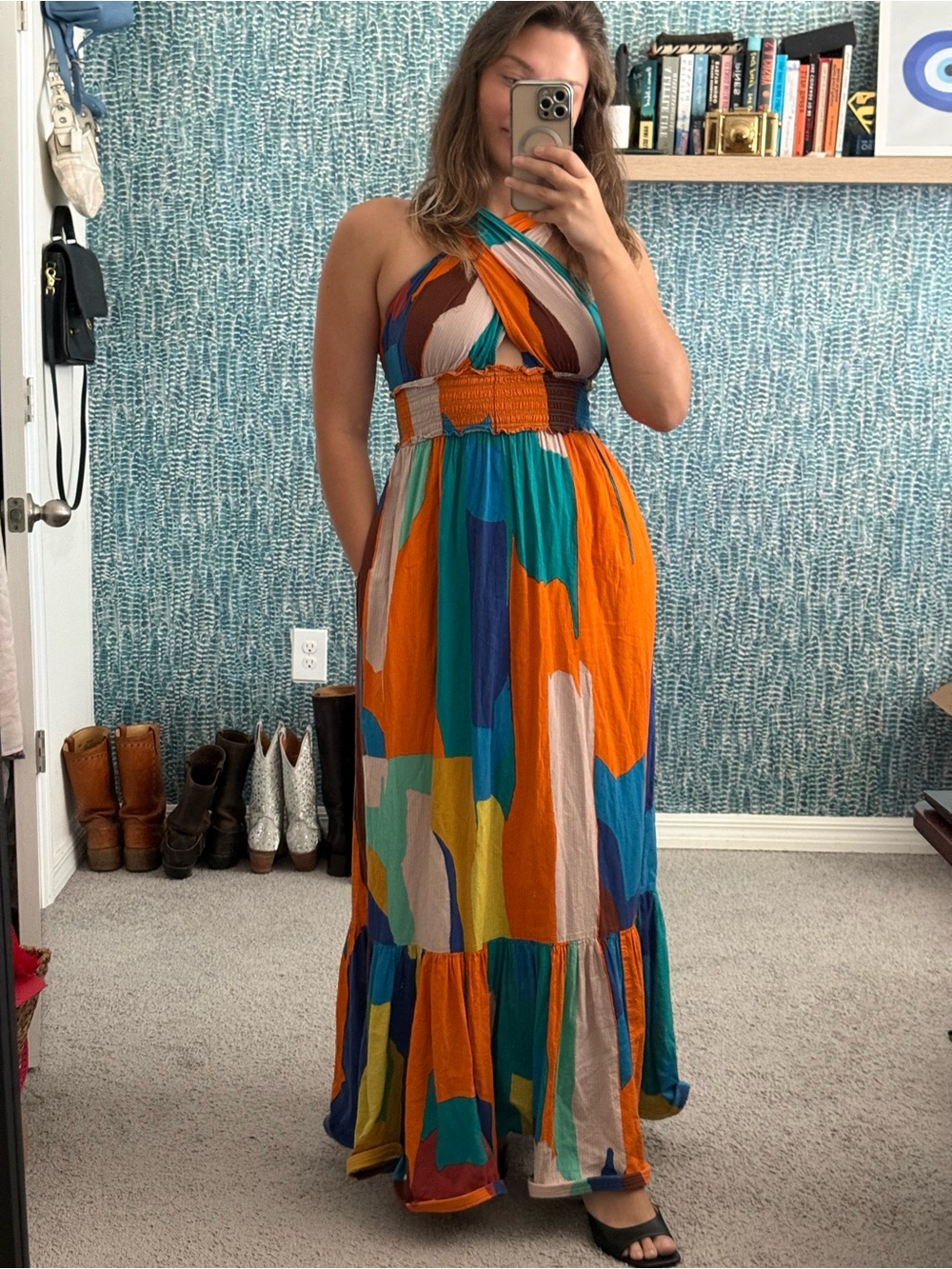 Tracy Reese Anthropologie Printed Halter Maxi Dress